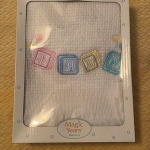 Baby blanket, white, size 36” x 44”